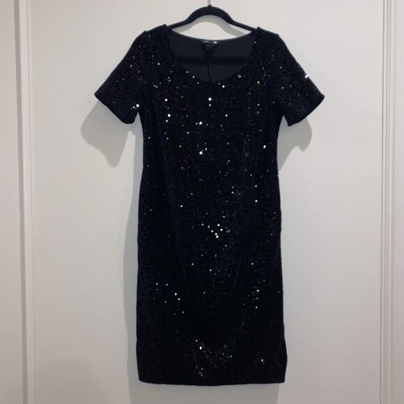 MAMA x H&M Sz M Maternity Sequin Dress Black Festive Holiday Party Cocktail Fall - Picture 2 of 7